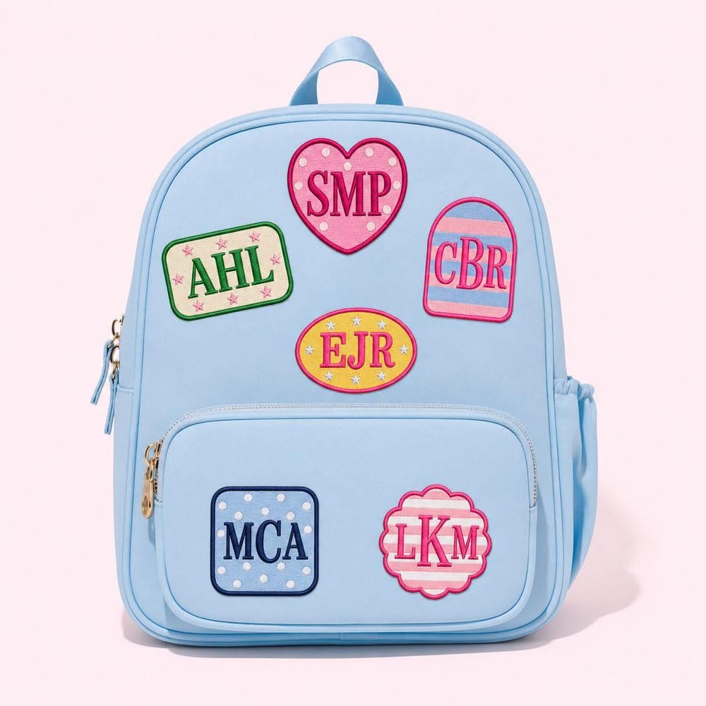 Personalized Monogram Patch, Custom 3 Letter Iron On, Preppy Embroidered Backpack Patch