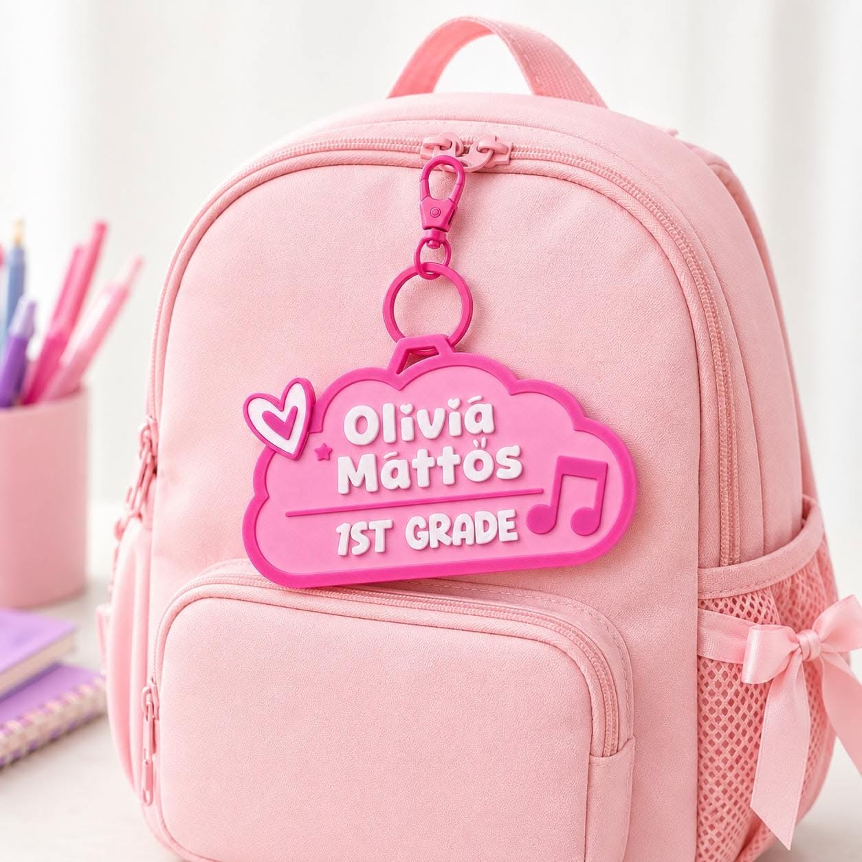 Personalized Backpack Name Tag for Kids, Custom School Bag Tag, 3D Printed Backpack Charm, Back to School Gift