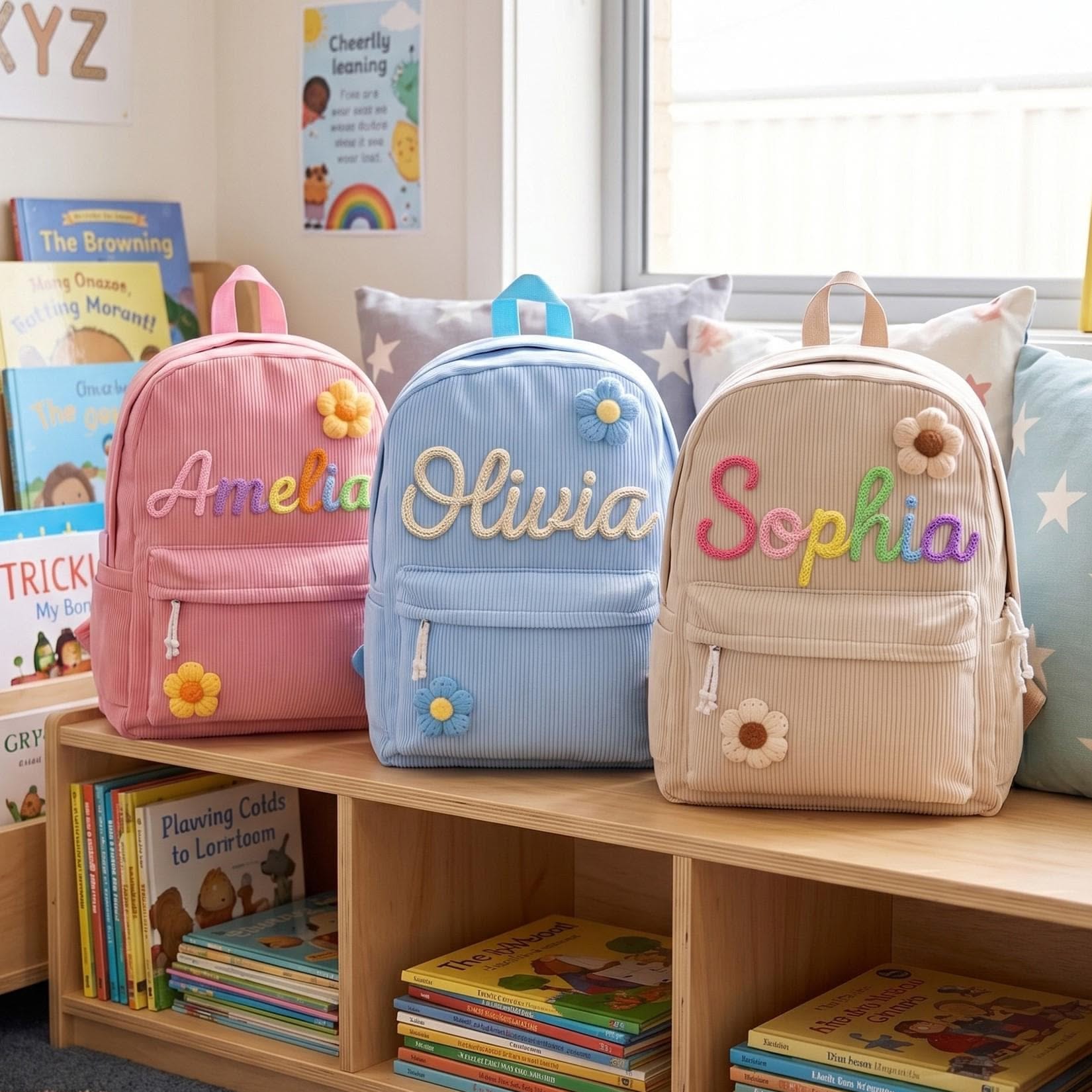 Custom Name Small Toddler Bag, Corduroy Preschool Backpack, Personalized Mini Kids Backpack, Baby Gift for Boys & Girls, Back to School Gift