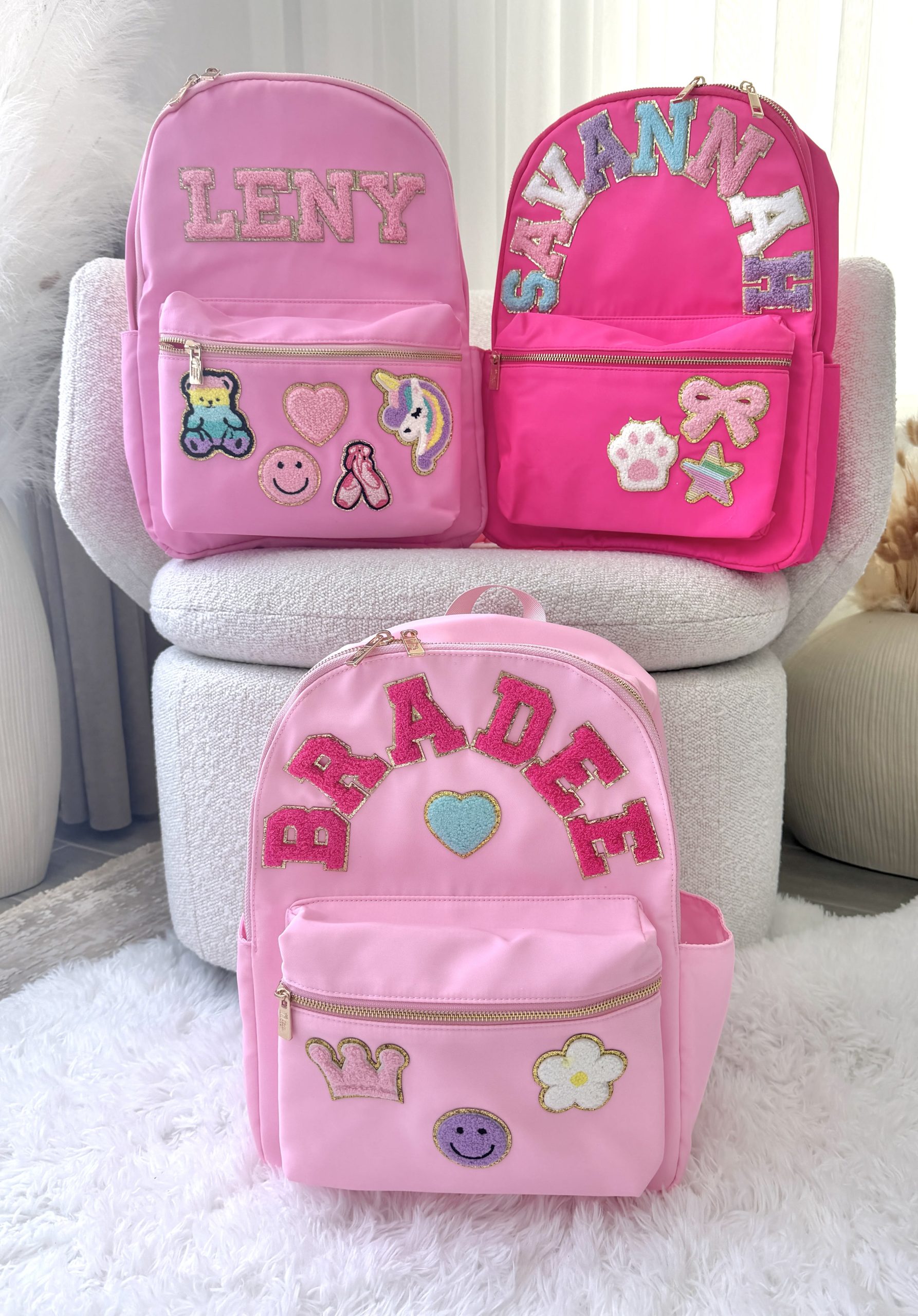 Personalized Kids Backpack with Name Patch | Custom Corduroy School Bag