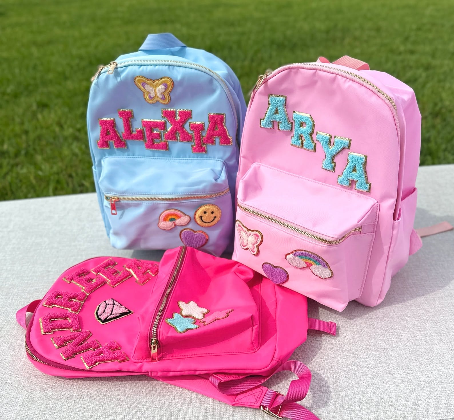 Personalized Kids Backpack With Name Patch, Custom School Backpack for Girls Boys, Nylon Backpack With Chenille Letters, Back to School Bag – Etsy