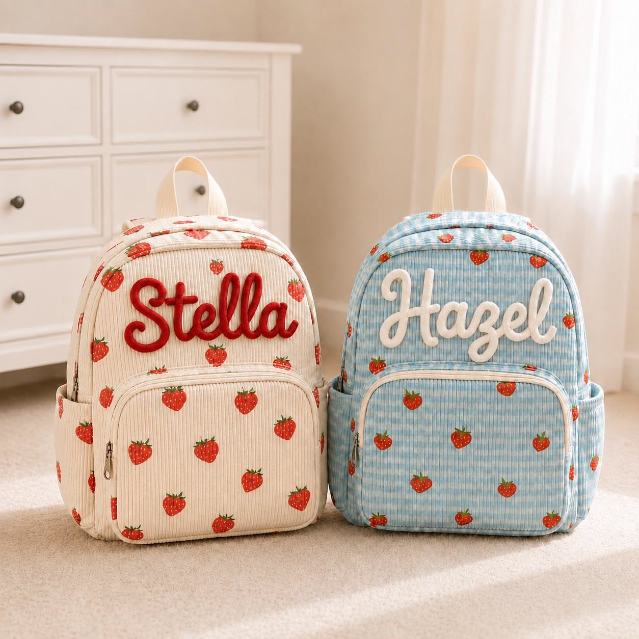 Personalized Preschool Backpack, Custom Name Corduroy Back to School Bag