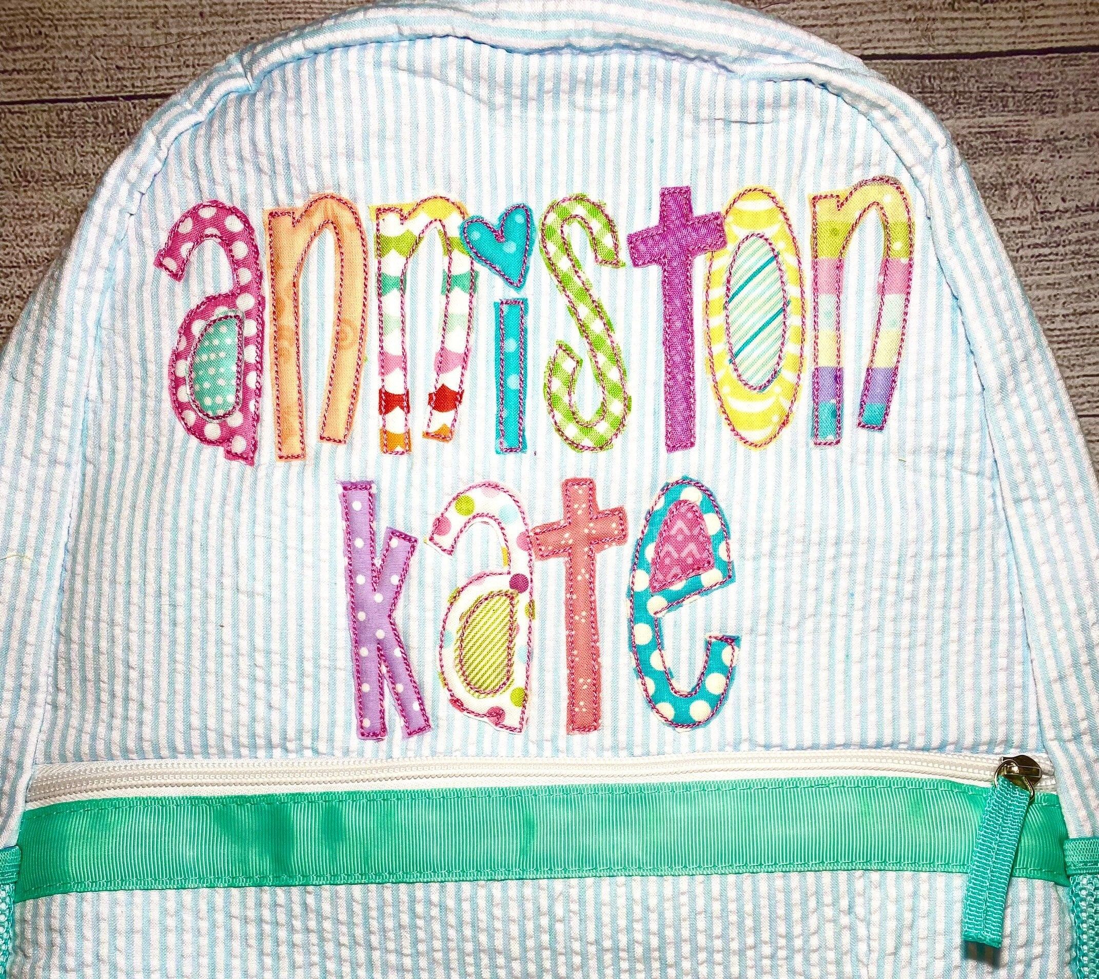 Monogram applique School Backpack, Personalized Bookbag, personalized diaper bag. perfect for school, dance or overnights