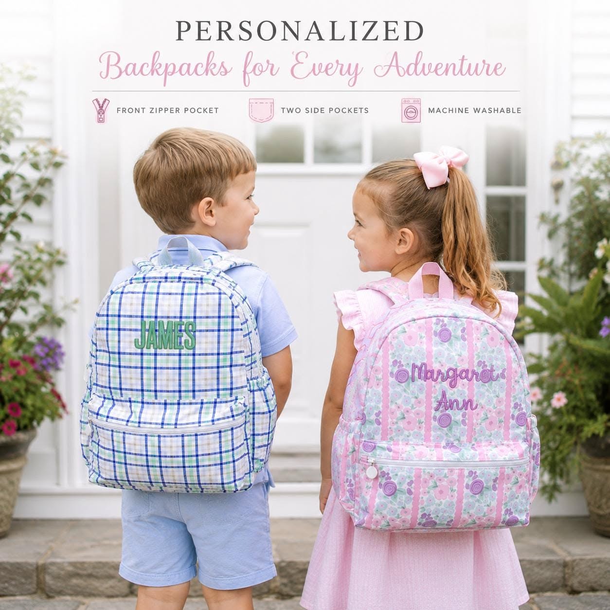 Back to School Personalized Children’s Backpack | Toddler & Full Size Bookbag | Embroidered Name Backpack