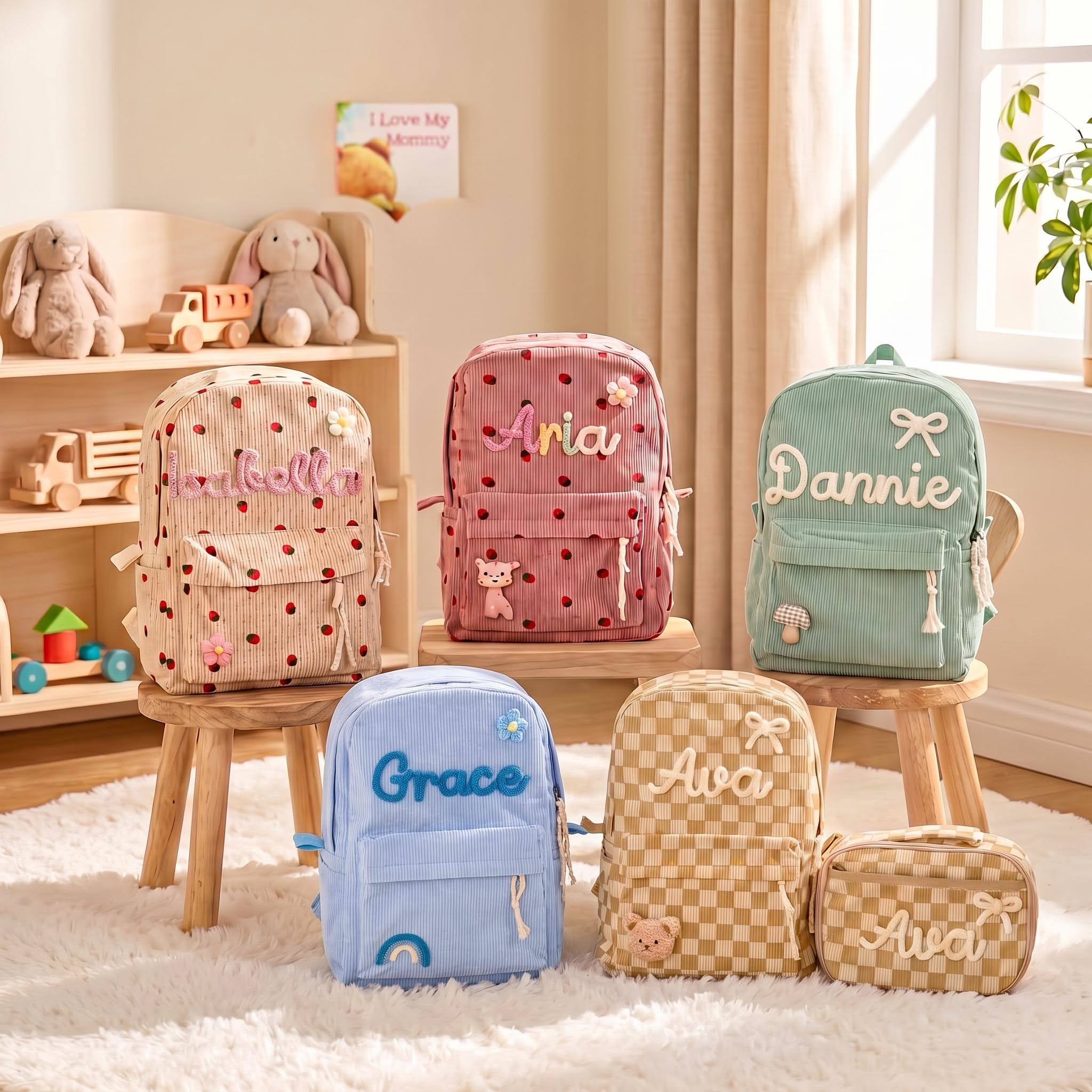 Personalized Backpack & Lunch Bag Set, Custom Name Kids Backpack, Toddler School Bag, Back to School Gift, Kids custom backpack set