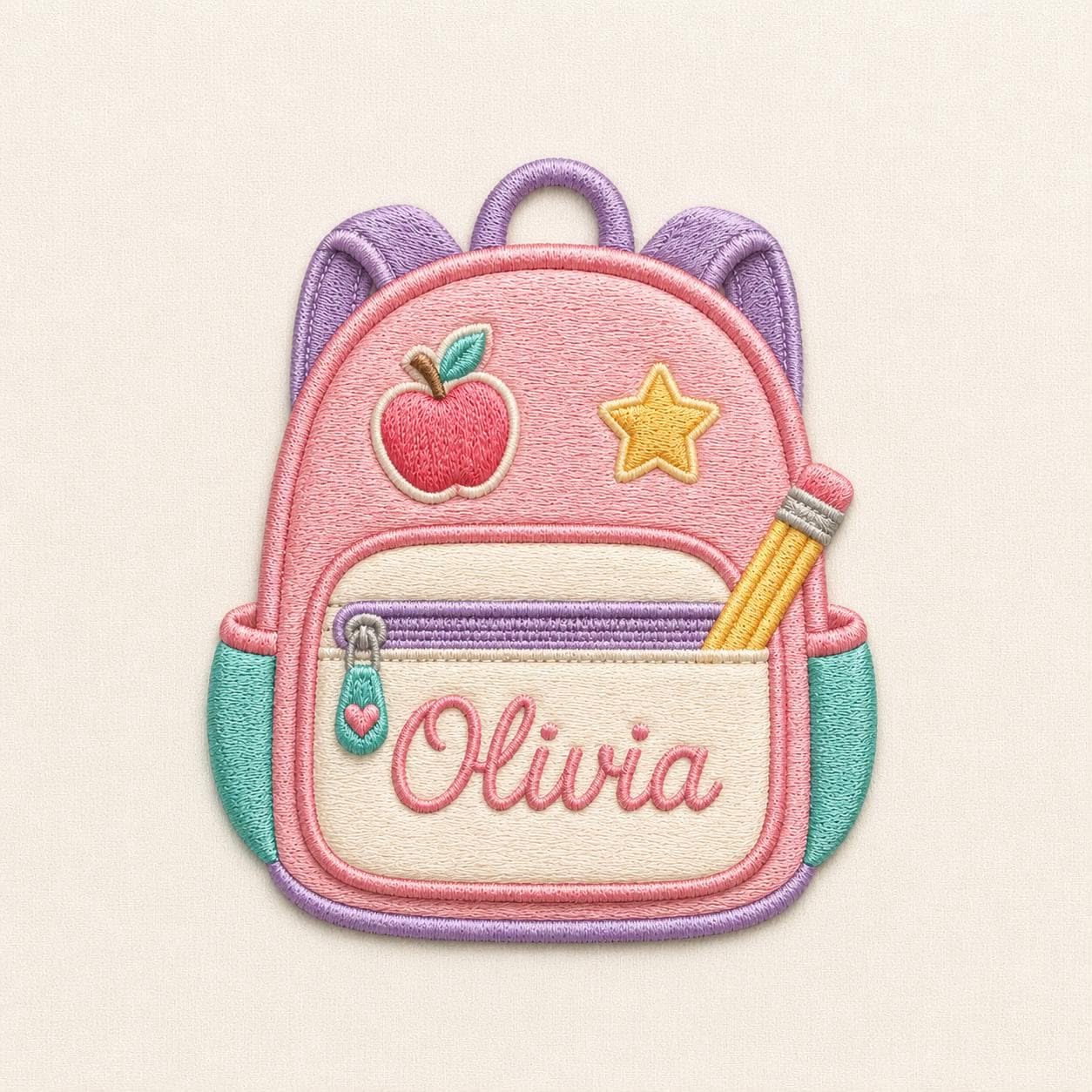 Personalized Backpack Embroidery Design, Custom School Bag Machine Embroidery Pattern, Back to School Name Digital File