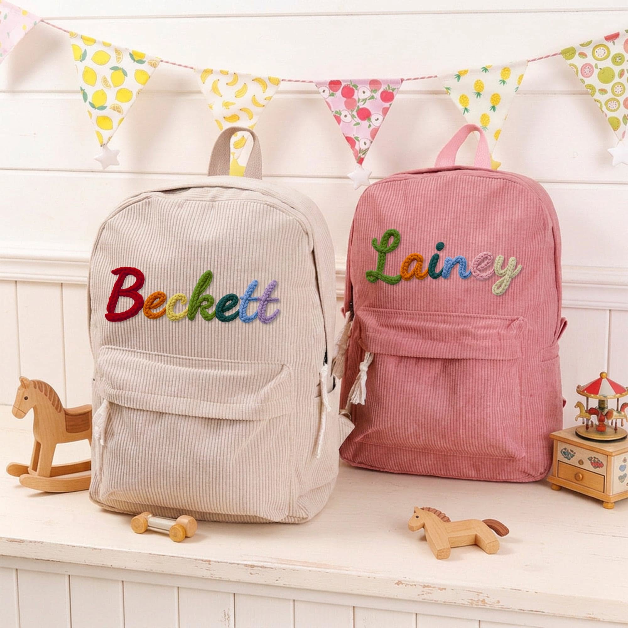 Custom Backpack & Lunchbag- Back to School Gifts for Kids- Personalized Handmade Name Lettering Bag