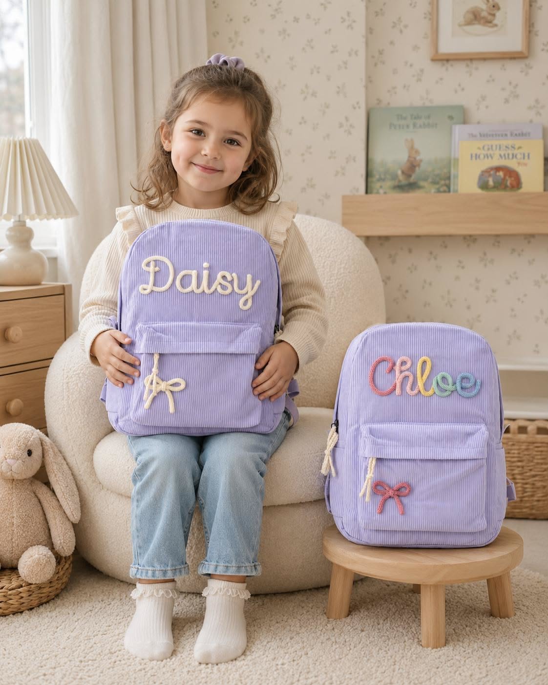 Personalized Corduroy Backpack , Custom Name Kids School Bag, Toddler Preschool Backpack, Back to School Gift for Boys & Girls