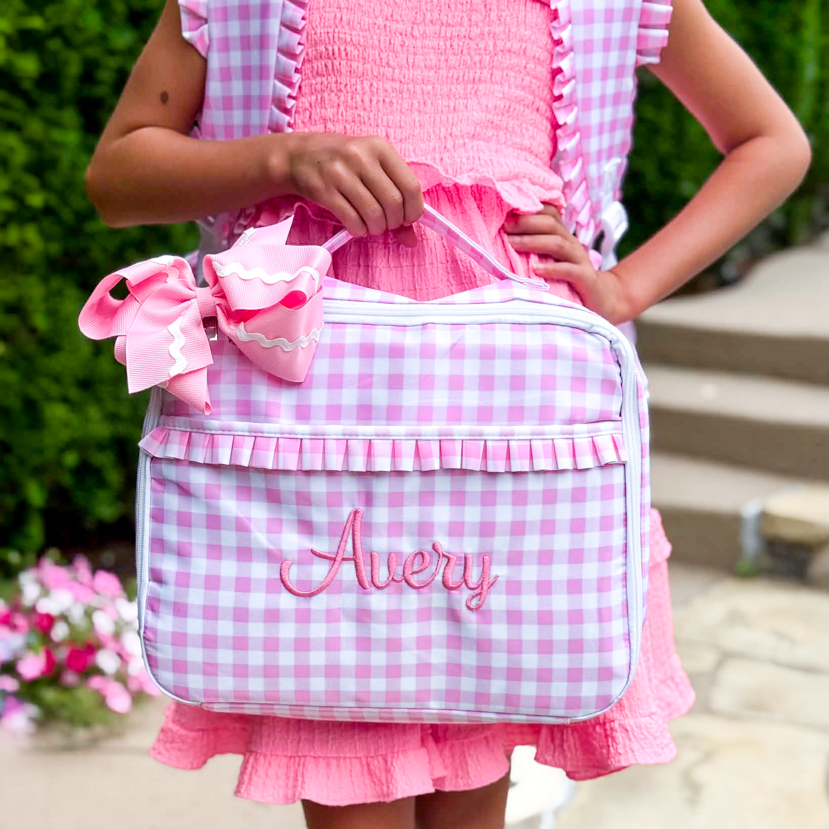 Monogrammed Gingham Backpack & Lunchbox Set – Backpack