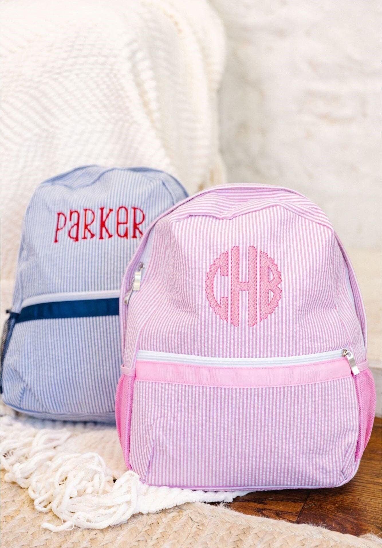 Seersucker Backpack // Monogrammed Backpack, Custom Name, Seersucker School Bag, Diaper Bag, Book Bag, Preschool Backpack, Toddler Backpack