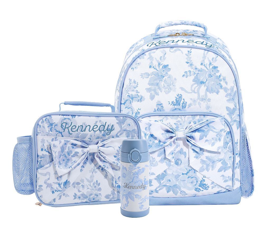 Mackenzie LoveShackFancy Blue Damask Floral Backpack & Lunch Bundle