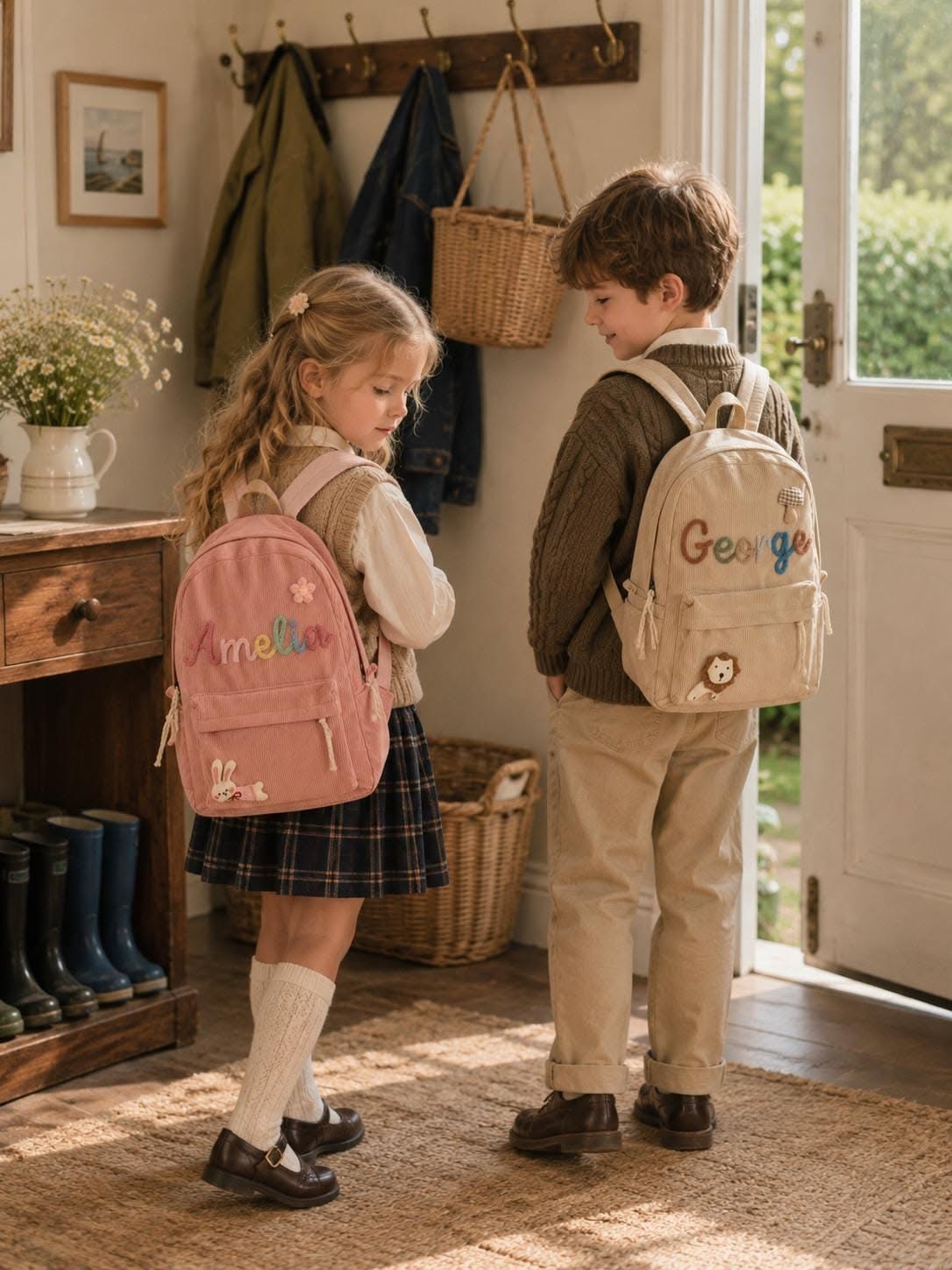 Personalized Corduroy Backpack , Custom Name Kids School Bag, Toddler Preschool Backpack, Back to School Gift for Boys & Girls