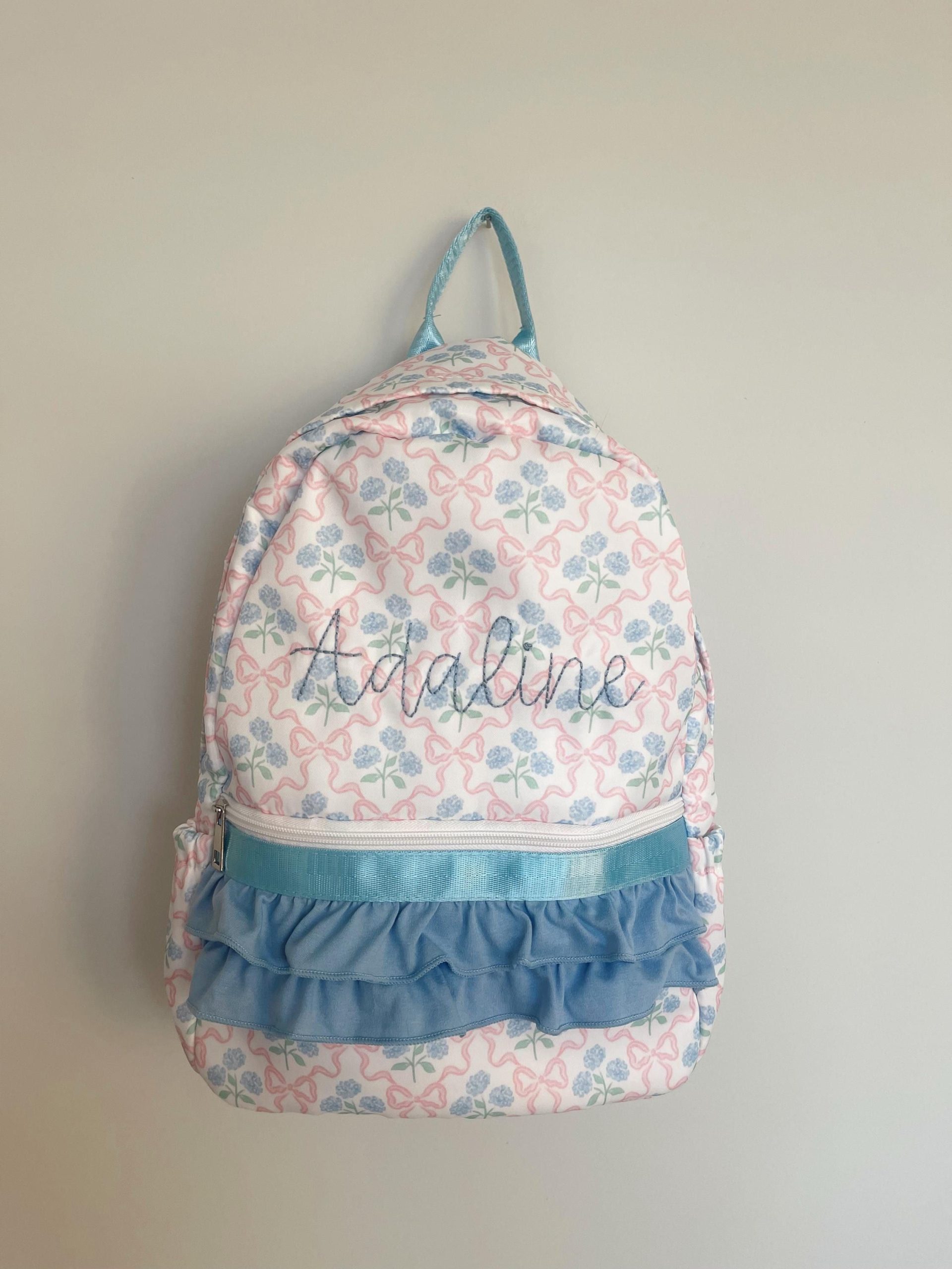 Hand Embroidered Floral Backpack: Personalized School Bag